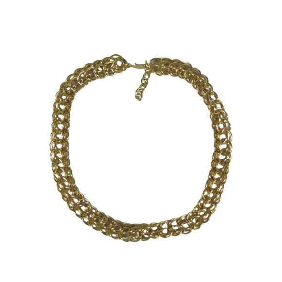 Monet Goldtone Chain Interlocking Necklace 22 In Vintage Statement Massive - Picture 8 of 8